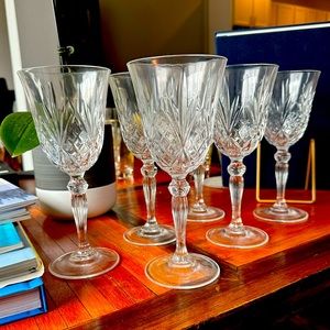 Crystal wine/water glasses, set of 6